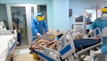 კადრები თბილისში კორონავირუსით ინფიცირებულ პაციენტთა რეანიმაციიდან
